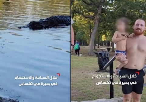 فيديو مرعب لتمساح يهاجم فتيات يسبحن ضمن بحيرة
